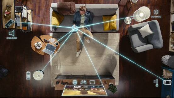 A smart home setup with connected devices, showing how to integrate a shower filter with Alexa and Google Home for a DIY smart upgrade.