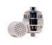 A polished chrome shower filter with a detachable shower head attachment, designed to clean water for a safer, more enjoyable shower experience for kids.